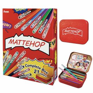 ぺんてる（Pentel） マットホップMATTEHOP3本と筆touchサインペン2本の