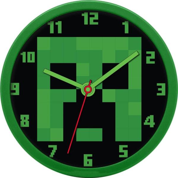 マインクラフト マイクラ クリーパー 掛け時計 時計 直径24.5cm ウォールクロック Wall ...