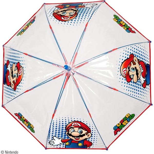 スーパーマリオ　Super Mario　マリオ　子供用　傘　ジャンプ傘　自動傘　透明　親骨サイズ45...