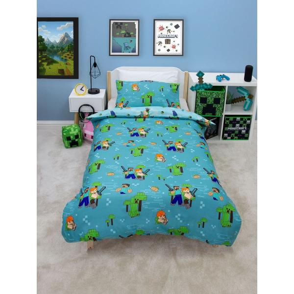 マインクラフト　MINECRAFT　マイクラ 掛け布団カバー+枕カバー モブ クリーパー ゾンビ シ...