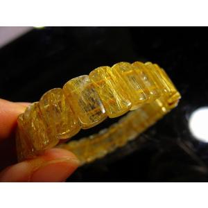 ゴールドルチルクォーツ ブレスレット バングル 幅1cm 17.5cm メンズM