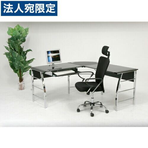 『代引不可』不二貿易 ガラスPCデスク L型 ブラック CT-1040BK デスク PCデスク パソ...