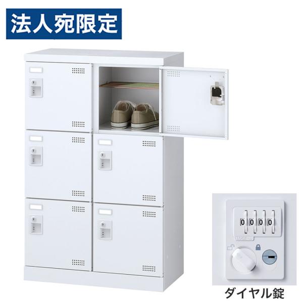 『代引不可』靴箱 シューズロッカー 下駄箱 鍵付 業務用 完成品 日本製 扉付 ホワイト 6足 SL...