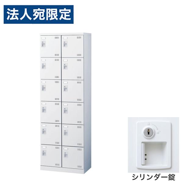 『代引不可』靴箱 シューズロッカー 下駄箱 鍵付 業務用 完成品 扉付 ホワイト 12足 SLBW-...