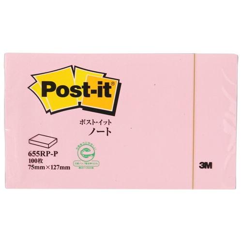 Post-it 再生紙ノート 655RP-P ピンク　スリーエム ジャパン