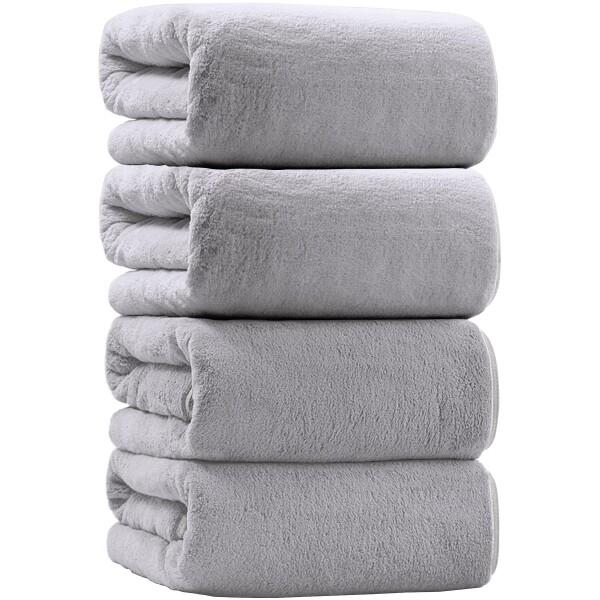 バスタオル (tkone 1色4枚セット 70*140cm) ふわふわ ホテル仕様 大判 瞬間吸水 ...