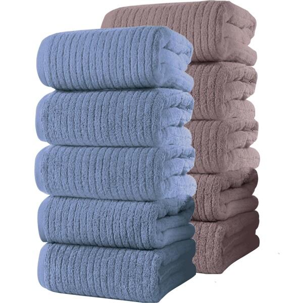 バスタオル (tkone 10枚セット 34*74cm ) フェイスタオル 強い吸水速乾 タオル ホ...