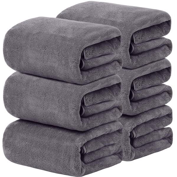 バスタオル (tkone 6枚セット グレー) ふわふわ 大判 吸水速乾 ホテル仕様 柔らか肌触り ...