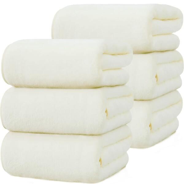 バスタオル (tkone 6枚セット 70*140cm アイボリー) ふわふわ 大判 瞬間吸水 ホテ...