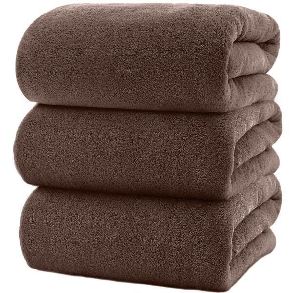 バスタオル (tkone 3枚セット 70*140cm ブラウン) ふわふわ 大判 瞬間吸水 ホテル...