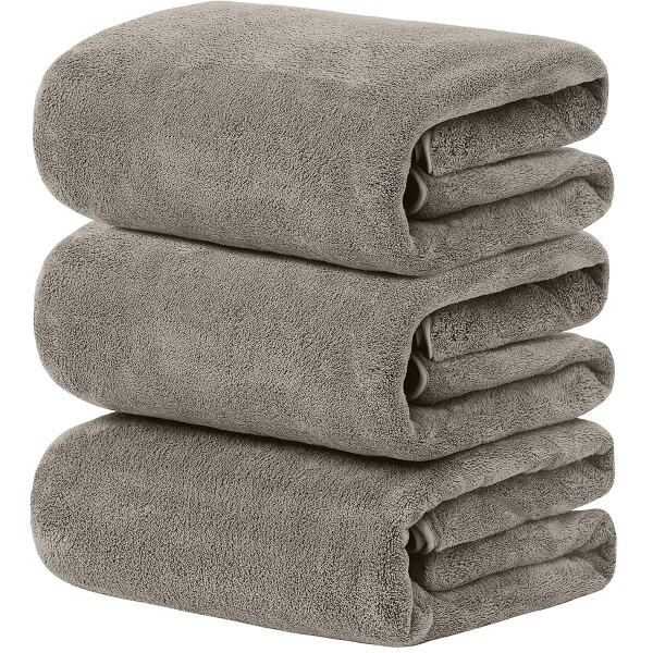 バスタオル (tkone 3枚セット ライトグレー) ふわふわ 大判 吸水速乾 ホテル仕様 柔らか肌...