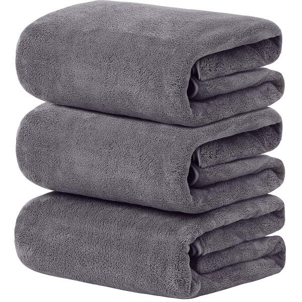 バスタオル (tkone 3枚セット グレー) ふわふわ 大判 吸水速乾 ホテル仕様 柔らか肌触り ...