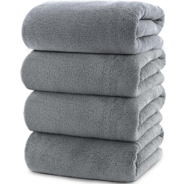 バスタオル (tkone 1色4枚セット 70*140cm) ふわふわ ホテル仕様 大判 瞬間吸水 ...