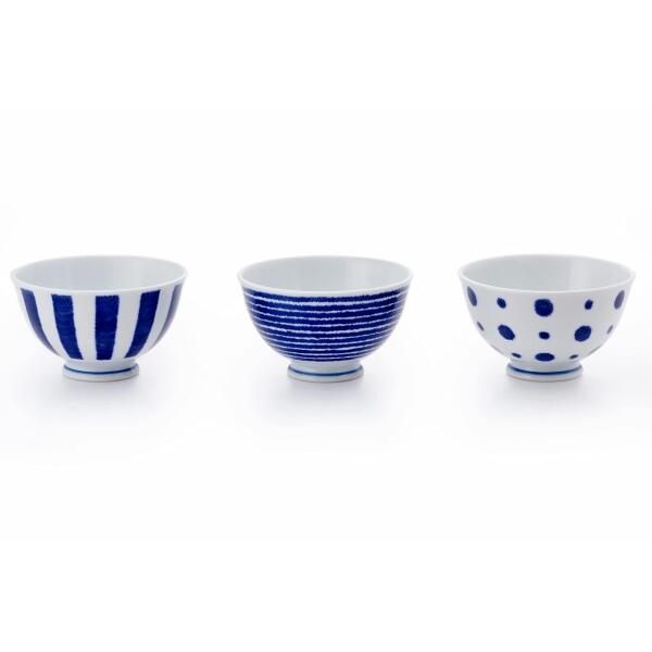 西海陶器(Saikaitoki) 茶碗 お茶碗 飯碗 食器 セット 3個 indigo 藍玉軽量飯碗...