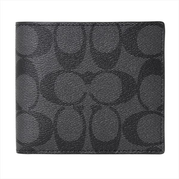コーチアウトレット 二つ折り財布 75006 CQ/BK チャコール/ブラック COACH OUTL...