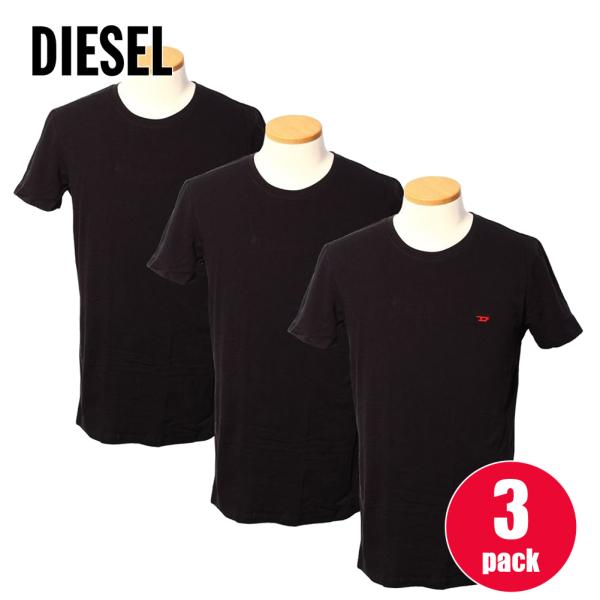 ディーゼル DIESEL 00SJ5L 0WAVC 900 アンダーウェア 3枚組 Tシャツ ブラッ...