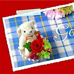 プリザーブドフラワー「バースデーローズベア 1月ガーネット」誕生日プレゼント くま あすつく 記念日...