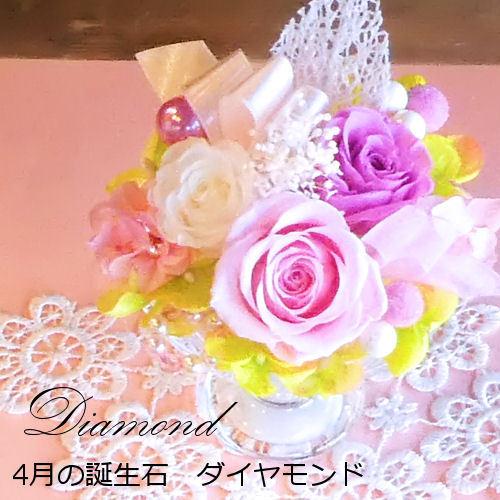 プリザーブドフラワー「バースデージュエルローズ‐4月ダイヤモンド-」誕生日 あすつく 誕生石 結婚祝...