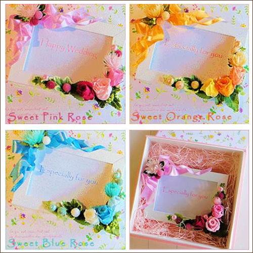 プリザーブドフラワー 「スイートローズのフォトフレーム」全4色 バラ 写真  出産 結婚 誕生日 母...