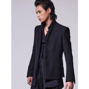 kiryuyrik・キリュウキリュウ/W-Satin Suede Stand Collar Shor...