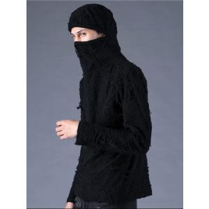 (予約品）8〜9月入荷予定/D.HYGEN・ディーハイゲン/ダメージパイルバラクラバTシャツ/BLA...