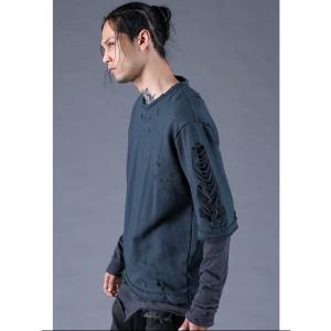 (予約品）9〜10月入荷予定/D.HYGEN・ディーハイゲン/裏毛ショットガンダメージレイヤードTシ...