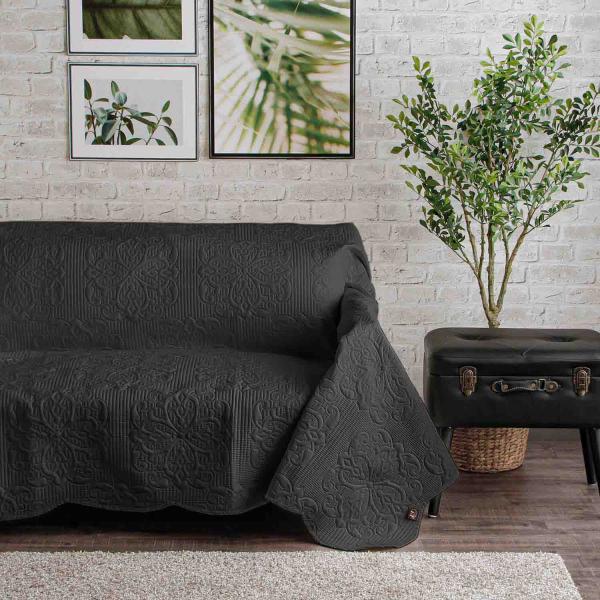 inico イニコ ナチュラルな肌ざわりで心地よい おしゃれ キルトマルチカバー 正方形 チャコール...