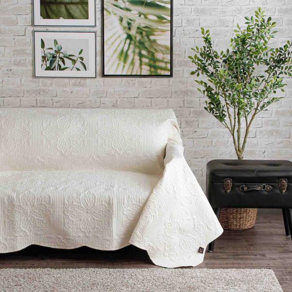 inico イニコ ナチュラルな肌ざわりで心地よい おしゃれ キルトマルチカバー 正方形 アイボリー