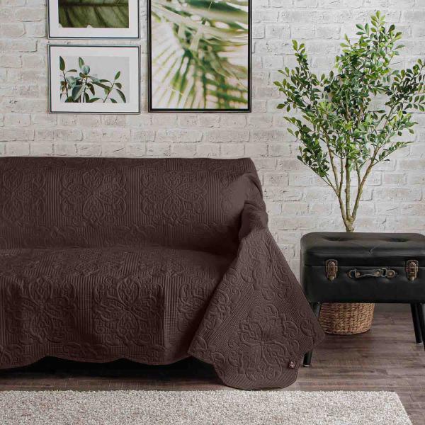 inico イニコ ナチュラルな肌ざわりで心地よい おしゃれ キルトマルチカバー 正方形 ブラウン