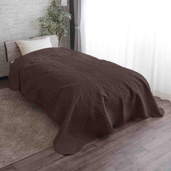 inico イニコ ナチュラルな肌ざわりで心地よい おしゃれ キルトマルチカバー 長方形 ブラウン