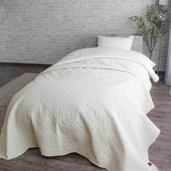 inico イニコ ナチュラルな肌ざわりで心地よい おしゃれ キルトマルチカバー 長方形 アイボリー
