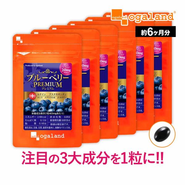 ブルーベリープレミアム（約6ヶ月分）新商品 サプリ アントシアニン ルテイン アスタキサンチン カシ...