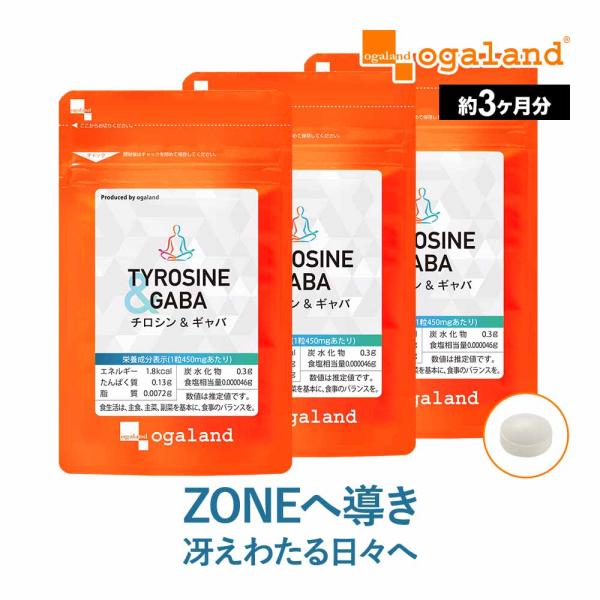 チロシン &amp; GABA（約3ヶ月分） サプリ アミノ酸 リラックス メンタル やる気 集中 1日75...