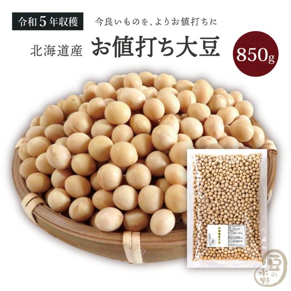 お値打ち 大豆 850グラム 令和5年収穫 北海道産 【送料無料】とよまさり大豆2.6上