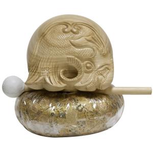 最高級木魚セット　本楠鯱彫り8寸聲木魚セット（極上品）日本製　（株）小笠原オリジナル3点木魚セット　楠木魚｜ogasawara-store