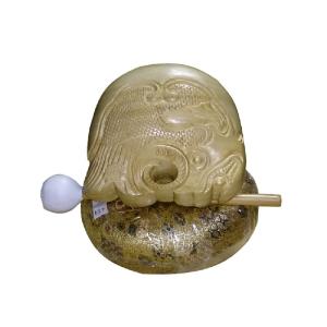 最高級木魚セット 本楠鯱彫り9寸聲木魚セット（極上品）日本製 （株