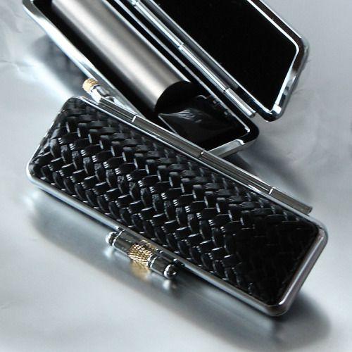 網目模様黒印鑑ケース 小 チタンによく合います 内側が黒色なので汚れが目立ちません
