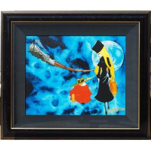 【真作】　松本零士　絵画　● 果てしなき旅 銀河鉄道999　本人直筆サイン　限定 メーテル　作品保証書 ピエゾグラフ