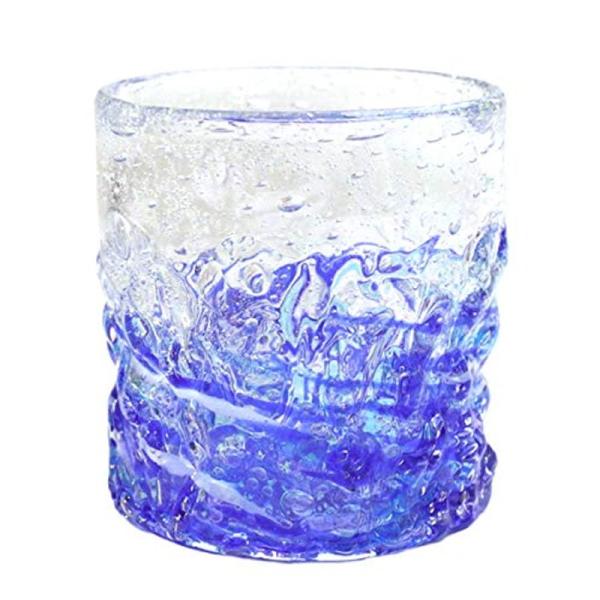 ロックグラス 琉球 ガラス ほたる石 蛍入り (ホタル珊瑚グラス) 青 グラス