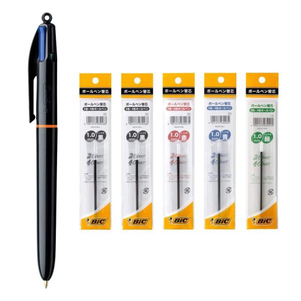 ビック(Bic) ボールペン 4色ボールペン 多色 PRO 1.0mm ブラック 替え芯 セット 4...