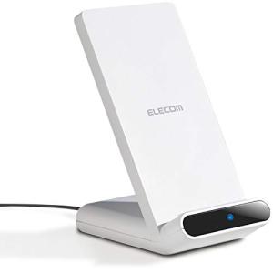 エレコム ワイヤレス充電器 Qi 2枚コイル  卓上 スタンド 認証取得 ホワイト W