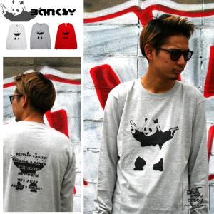 バンクシー パンダ 「BANKSY」「DESTROY RACISM PANDA」リブ ロンT 長袖Tシャツ