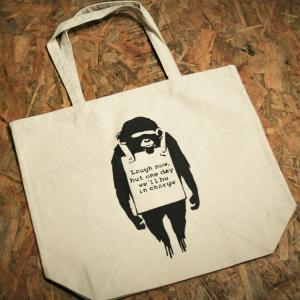 バンクシー　BANKSY　モンキー　キャンバス　トートバッグ　20L｜oguoy