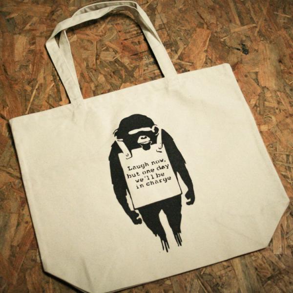 バンクシー　BANKSY　モンキー　キャンバス　トートバッグ　20L