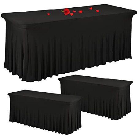3 Pcs Stretch Spandex Table Covers 6ft Polyester P...