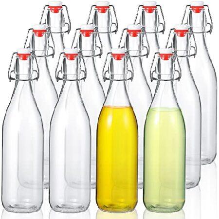 フリップトップガラスボトル コンブチャボトル 密閉キャップ付き ビール醸造ボトル スイングトップボト...