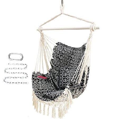 ROOITY Hammock Chair with Tassels Hanging Rope Swi...