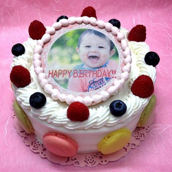 冷凍【写真ケーキ】生クリーム　バースデーケーキ　お誕生日　パーティー　記念日　サプライズ（丸）6号【...