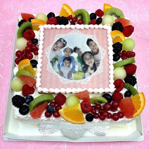 冷凍生クリームケーキ　バースデーケーキ　お誕生日　パーティー　記念日　サプライズ（四角）7号