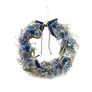 ドライフラワー リース Lサイズ（20cm）インテリア 飾り 花 ギフト プレゼント 贈り物 ブルー